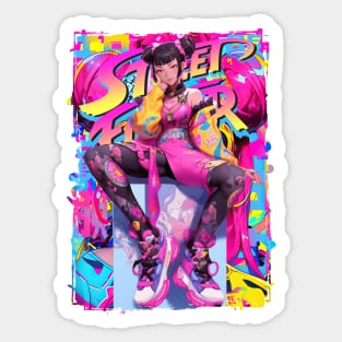 JURI HAN STREET GIRL - STREET FIGHTER | Anime Graffiti Style Video Game Design Graphic | PROUD OTAKU Sticker